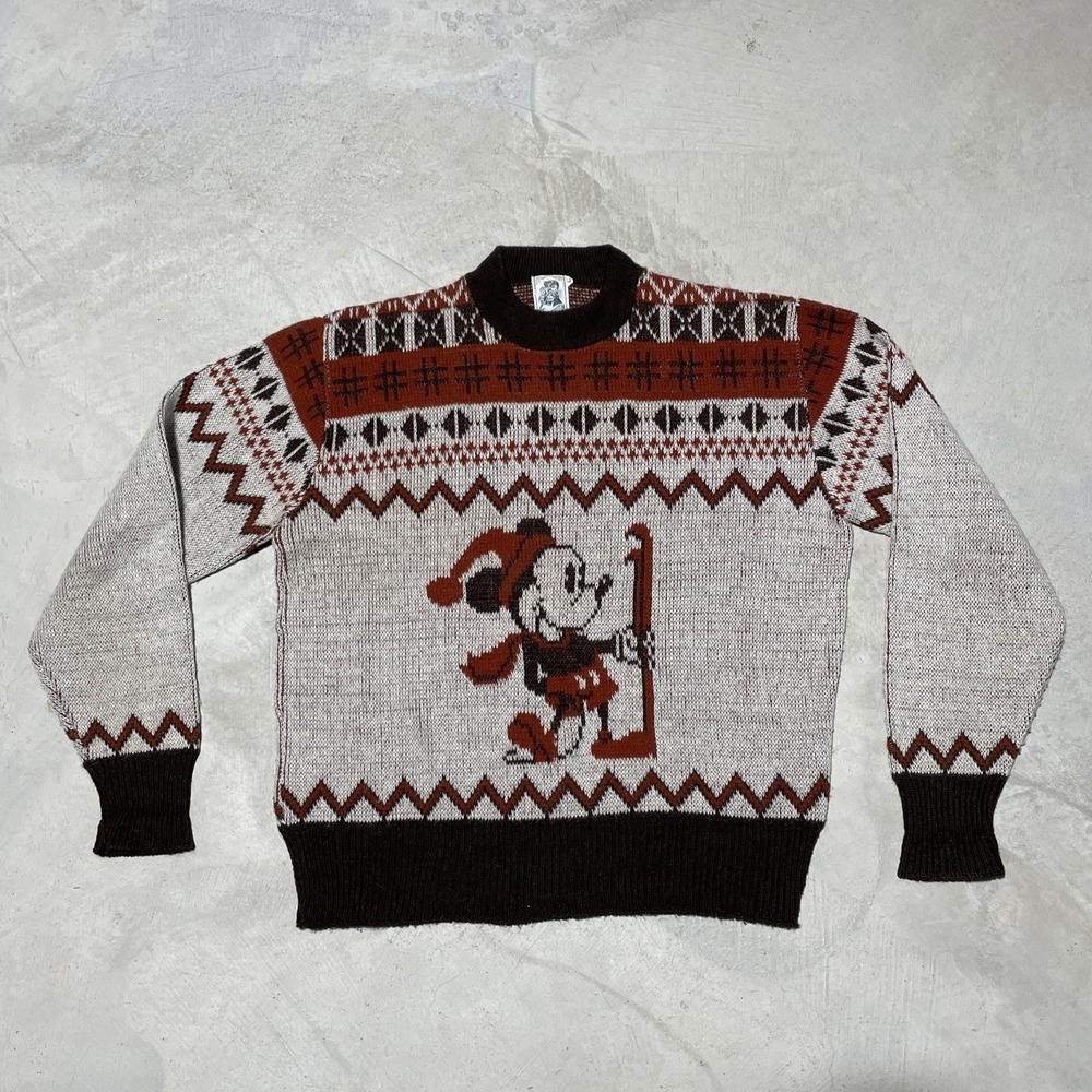 1970's Kennington Unisex Vintage Mickey Mouse Ugly Christmas Sweater Rare SZ L
